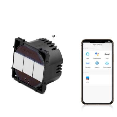 Modul intrerupator triplu smart WIFI cu NUL cu touch (tactil) din sticla 1000W Tosyco compatibil cu Tuya, Google Home, Amazon Alexa