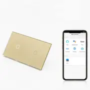 Intrerupator simplu + simplu smart WIFI fara NUL cu touch (tactil) din sticla 1000W Tosyco compatibil cu Tuya, Google Home, Amazon Alexa