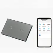 Intrerupator simplu + simplu smart WIFI fara NUL cu touch (tactil) din sticla 1000W Tosyco compatibil cu Tuya, Google Home, Amazon Alexa