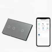 Intrerupator dublu + simplu smart WIFI fara NUL cu touch (tactil) din sticla 1000W Tosyco compatibil cu Tuya, Google Home, Amazon Alexa