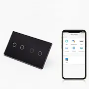 Intrerupator dublu + dublu smart WIFI fara NUL cu touch (tactil) din sticla 1000W Tosyco compatibil cu Tuya, Google Home, Amazon Alexa