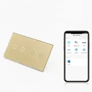 Intrerupator dublu + dublu smart WIFI fara NUL cu touch (tactil) din sticla 1000W Tosyco compatibil cu Tuya, Google Home, Amazon Alexa
