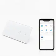 Intrerupator dublu + dublu smart WIFI fara NUL cu touch (tactil) din sticla 1000W Tosyco compatibil cu Tuya, Google Home, Amazon Alexa