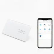 Intrerupator triplu + triplu smart WIFI fara NUL cu touch (tactil) din sticla 1000W Tosyco compatibil cu Tuya, Google Home, Amazon Alexa