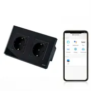 Priza schuko smart WIFI dubla cu rama din sticla Tosyco compatibila cu Tuya, Google Home, Amazon Alexa