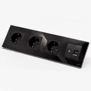 Priza schuko tripla + TV + LAN cu rama din sticla Tosyco