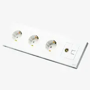 Priza schuko tripla + TV + LAN  cu rama din plastic Tosyco
