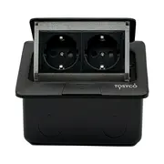 Priza dubla incastrabila in pardoseala, pop-up, din aluminiu, Tosyco