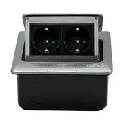 Priza dubla incastrabila in pardoseala, pop-up, din aluminiu, Tosyco