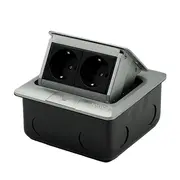 Priza dubla incastrabila in pardoseala, pop-up, din aluminiu, Tosyco