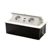 Priza dubla + 2x USB incorporabila in blat bucatarie sau birou, pop-up, din aluminiu, Tosyco