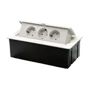 Priza tripla incorporabila in blat bucatarie sau birou, pop-up, din aluminiu, Tosyco