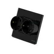 Priza schuko dubla pentru o doza cu rama din sticla Tosyco