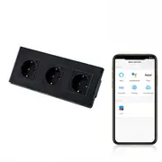 Priza schuko smart Zigbee tripla cu rama din sticla Tosyco compatibila cu Tuya, Google Home, Amazon Alexa