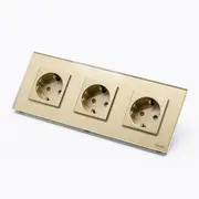 Priza schuko tripla cu rama din sticla Tosyco