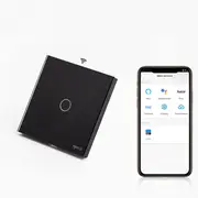 Intrerupator simplu smart WIFI fara NUL cu touch (tactil) din sticla 1000W Tosyco compatibil cu Tuya, Google Home, Amazon Alexa