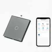 Intrerupator simplu smart WIFI fara NUL cu touch (tactil) din sticla 1000W Tosyco compatibil cu Tuya, Google Home, Amazon Alexa