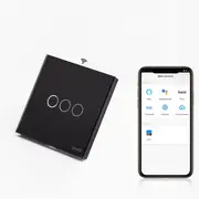 Intrerupator triplu smart Zigbee cu NUL cu touch (tactil) din sticla 1000W Tosyco compatibil cu Tuya, Google Home, Amazon Alexa