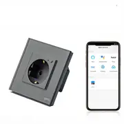 Priza schuko smart Zigbee simpla cu rama din sticla Tosyco compatibila cu Tuya, Google Home, Amazon Alexa