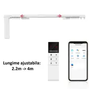 Kit sina pentru perdele / draperii extensibila 2.2m-4m automarizare cu motor electric smart WIFI MP82 Tosyco si telecomanda compatibil cu Tuya, Google Home, Amazon Alexa