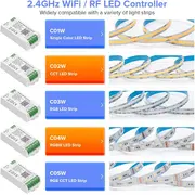 Controler banda LED Monocolor SMART WIFI C01W Tosyco compatibil cu Tuya, Google Home, Amazon Alexa