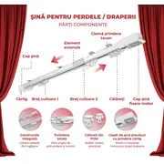 Kit sina pentru perdele / draperii extensibila 2.5m-4.5m automarizare cu motor electric smart Zigbee ML40 cu acumulator Tosyco si telecomanda compatibil cu Tuya, Google Home, Amazon Alexa