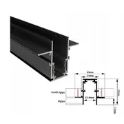 Sina magnetica montaj incastrat sub rigips, aluminiu, 1M Negru Tosyco