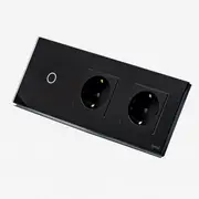 Intrerupator simplu cu touch (tactil) 1000W + priza schuko dubla cu rama din sticla Tosyco