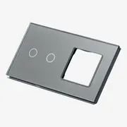 Panou intrerupator dublu touch + priza simpla din sticla Tosyco