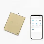Intrerupator dublu smart WIFI cu NUL cu touch (tactil) din sticla 1000W Tosyco compatibil cu Tuya, Google Home, Amazon Alexa