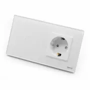 Intrerupator simplu cu touch (tactil) 1000W + priza schuko cu rama din sticla Tosyco