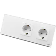 Intrerupator simplu cu touch (tactil) 1000W + priza schuko dubla cu rama din sticla Tosyco