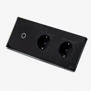 Intrerupator simplu cu touch (tactil) 1000W + priza schuko dubla cu rama din sticla Tosyco