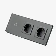 Intrerupator simplu cu touch (tactil) 1000W + priza schuko dubla cu rama din sticla Tosyco