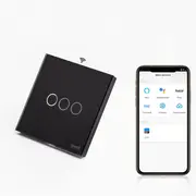 Intrerupator triplu smart WIFI cu NUL cu touch (tactil) din sticla 1000W Tosyco compatibil cu Tuya, Google Home, Amazon Alexa