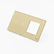 Panou intrerupator dublu touch + priza simpla din sticla Tosyco