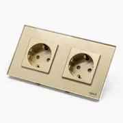 Priza schuko dubla cu rama din sticla Tosyco