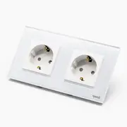 Priza schuko dubla cu rama din sticla Tosyco