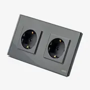 Priza schuko dubla cu rama din sticla Tosyco