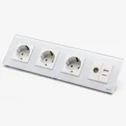 Priza schuko tripla + TV + LAN cu rama din sticla Tosyco