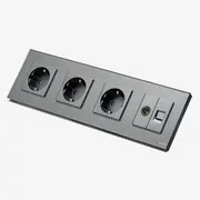 Priza schuko tripla + TV + LAN cu rama din sticla Tosyco