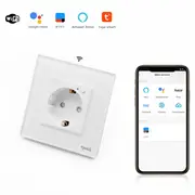 Priza schuko smart WIFI simpla cu rama din sticla Tosyco compatibila cu Tuya, Google Home, Amazon Alexa
