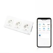 Priza schuko smart WIFI tripla cu rama din sticla Tosyco compatibila cu Tuya, Google Home, Amazon Alexa