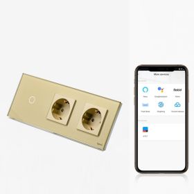 Intrerupator simplu smart WIFI 600W + priza schuko dubla cu rama din sticla Tosyco compatibil cu Tuya, Google Home, Amazon Alexa