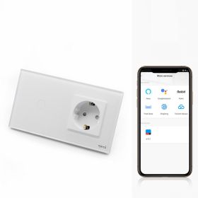 Intrerupator simplu smart WIFI 1000W + priza schuko smart WIFI cu rama din sticla Tosyco compatibil cu Tuya, Google Home, Amazon Alexa