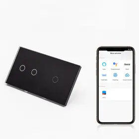 Intrerupator dublu + simplu smart WIFI fara NUL cu touch (tactil) din sticla 1000W Tosyco compatibil cu Tuya, Google Home, Amazon Alexa