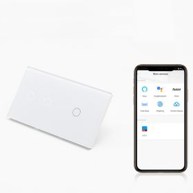 Intrerupator dublu + simplu smart WIFI fara NUL cu touch (tactil) din sticla 1000W Tosyco compatibil cu Tuya, Google Home, Amazon Alexa