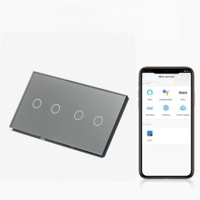Intrerupator dublu + dublu smart WIFI fara NUL cu touch (tactil) din sticla 1000W Tosyco compatibil cu Tuya, Google Home, Amazon Alexa