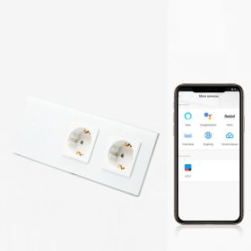 Intrerupator triplu smart WIFI 1000W + priza schuko dubla smart WIFI cu rama din sticla Tosyco compatibil cu Tuya, Google Home, Amazon Alexa