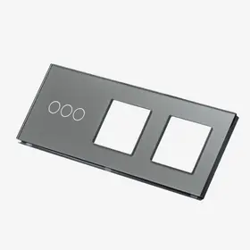 Panou intrerupator triplu touch + priza dubla din sticla Tosyco